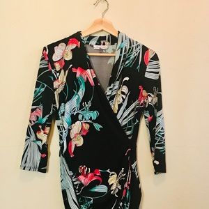 Mock wrap floral dress